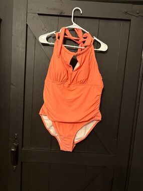 Kona Sol Coral Halter One-Piece Swimsuit
